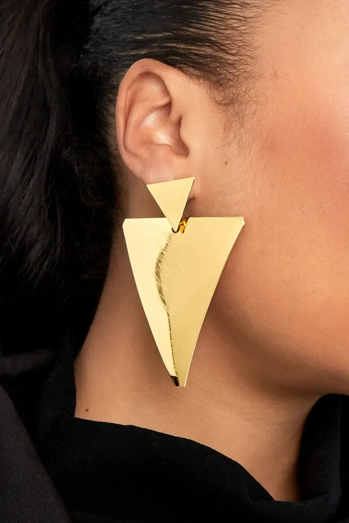 Gold Triangle Earrings
