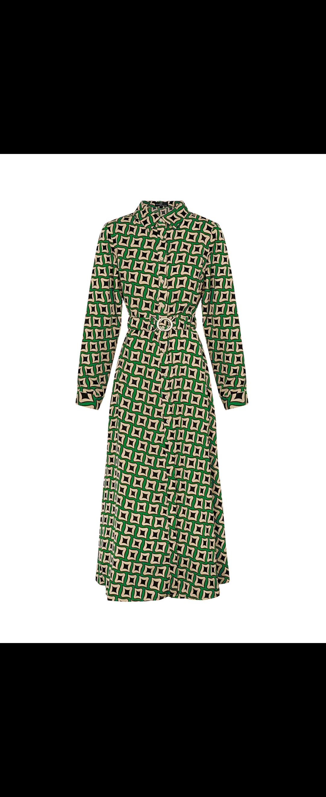 Retro Print Green Maxi Dress