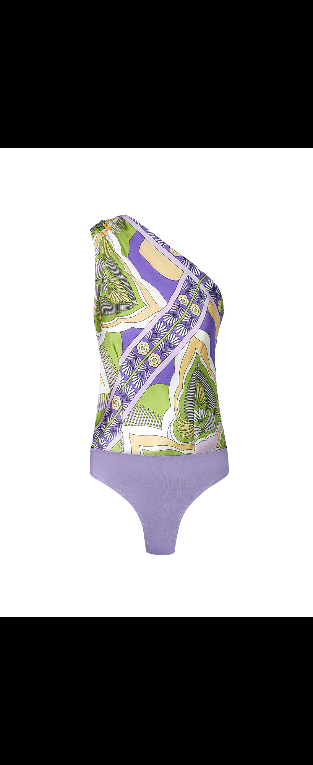 Asymmetrical One-Shoulder Printed Bodysuit