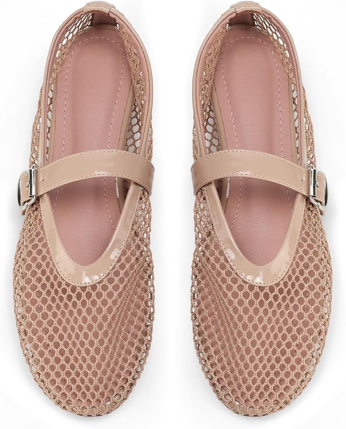 Beige Mesh Flats