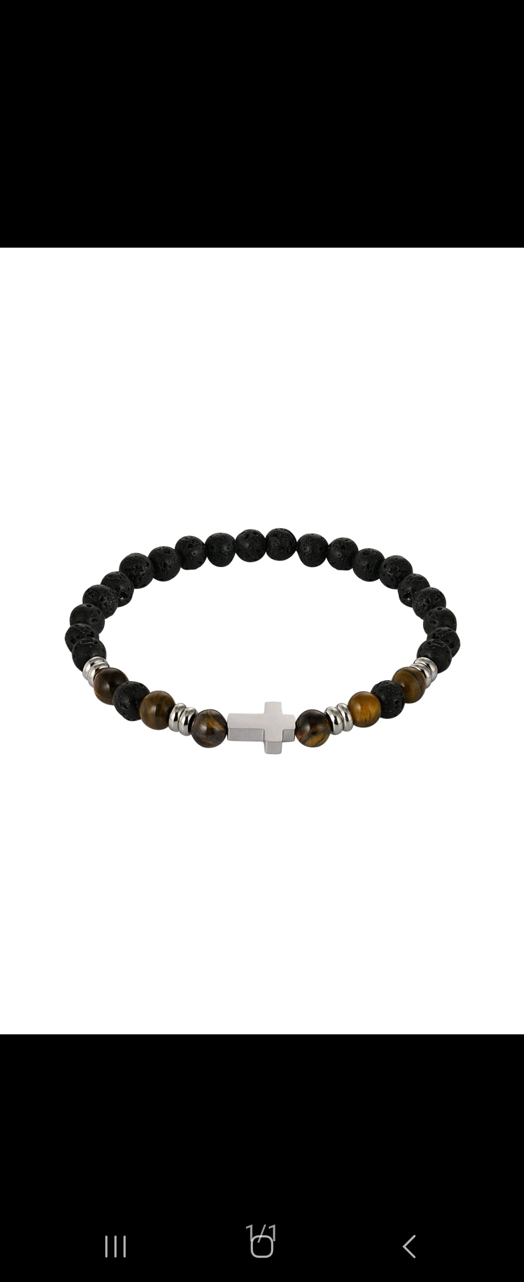 Beaded Stainless Steel Cross Bracelet