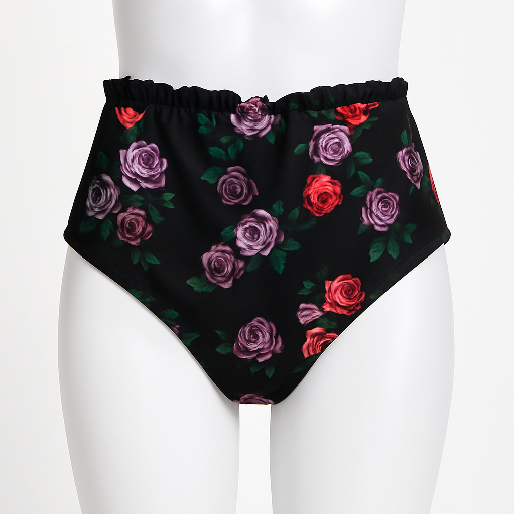 Black Floral Bikini Bottom