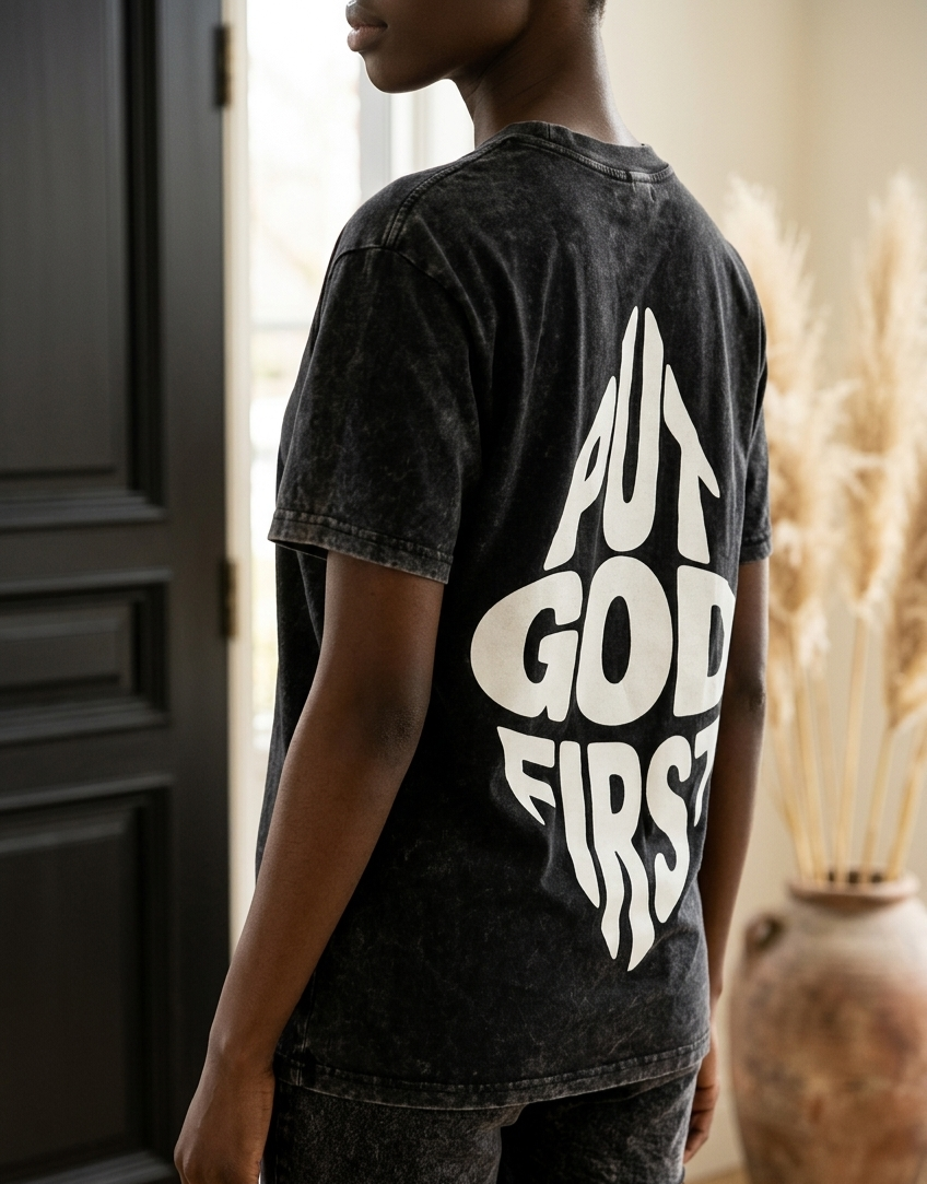 Put God First Acid Wash T-shirt