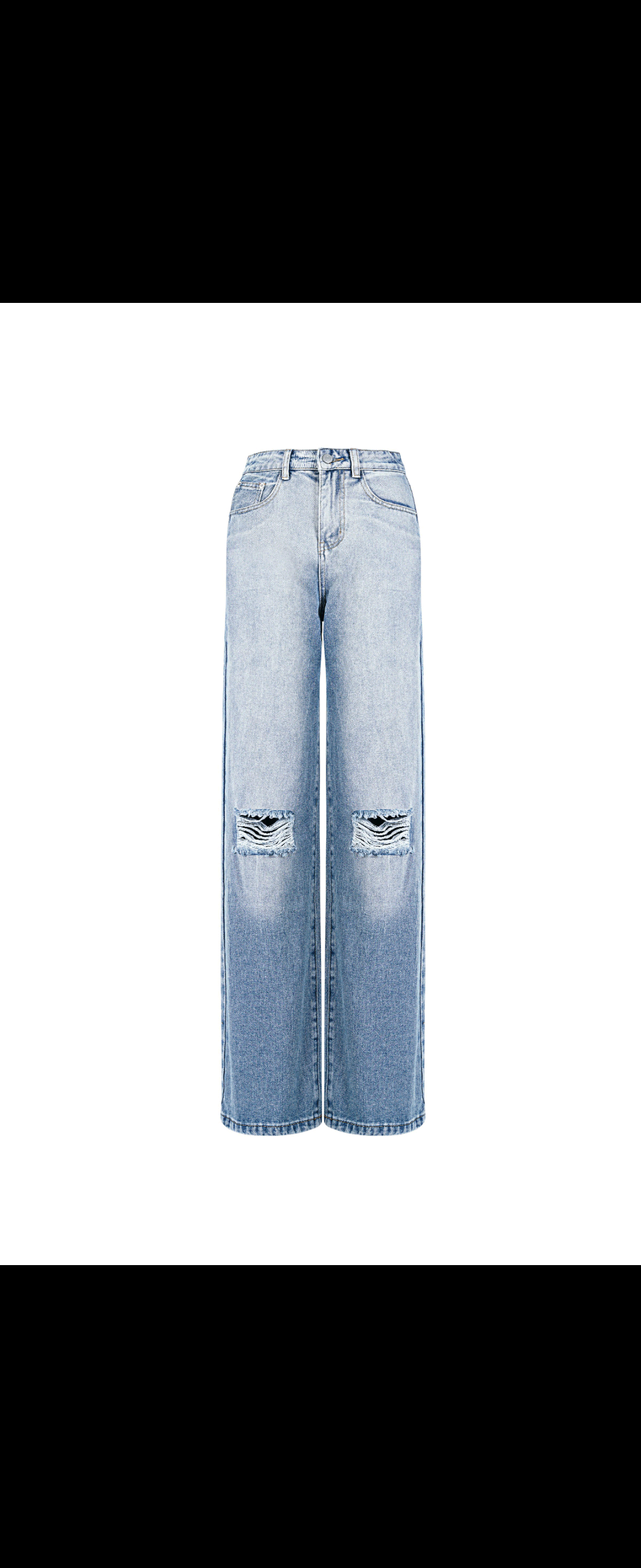 Rip Knee High Classic Fit Denim Pants