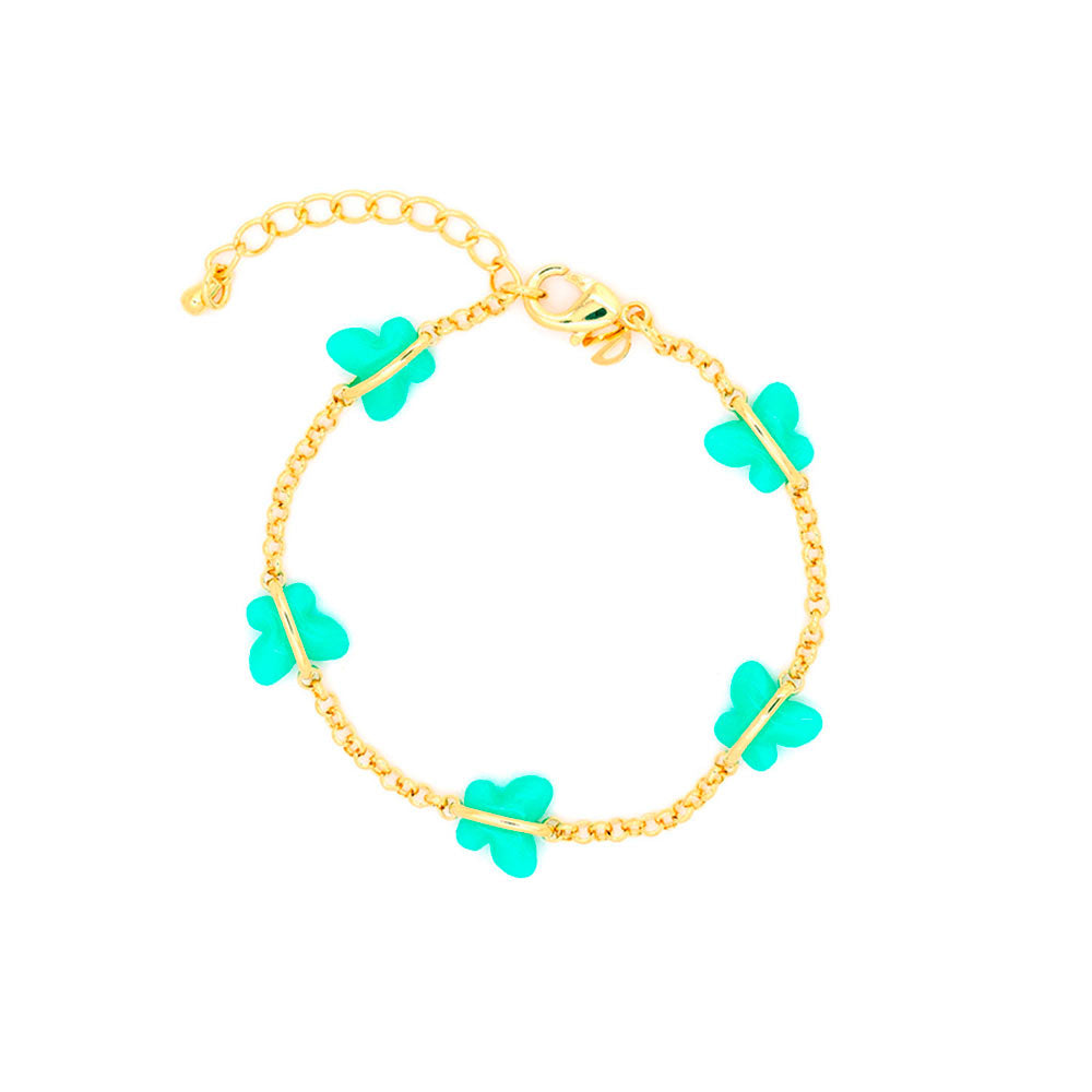 Gold Plated Turquoise Butterfly Anklet