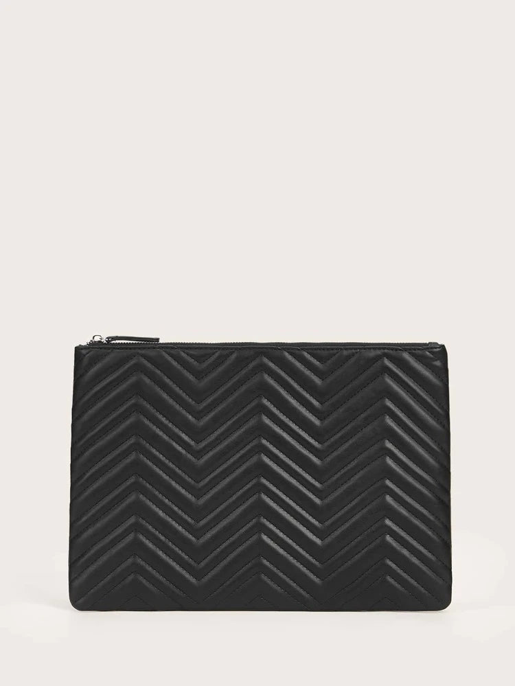 Black Chevron Oversize Clutch Bag