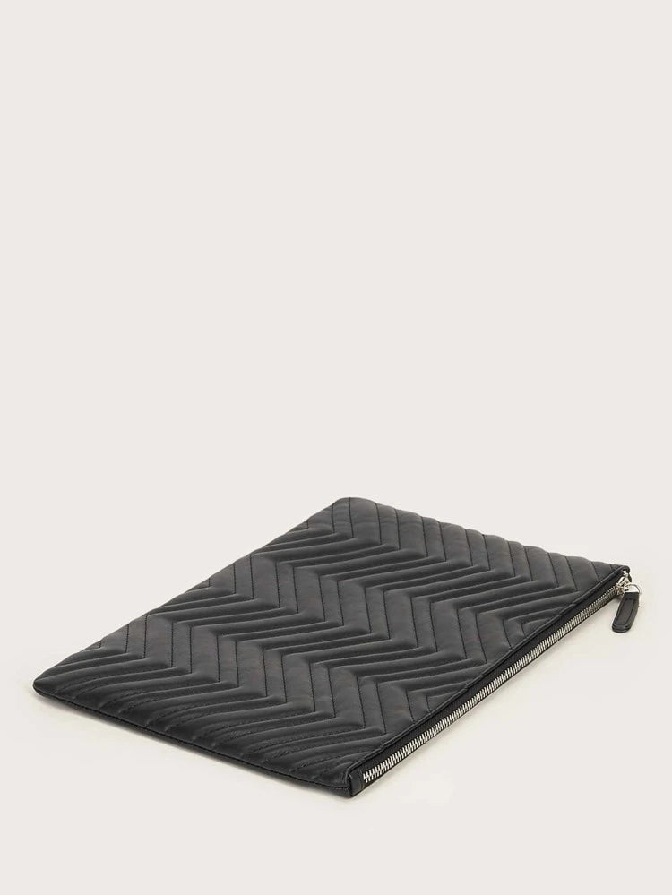 Black Chevron Oversize Clutch Bag