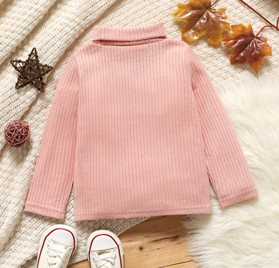 Girls' ribbed turtle neck sweater