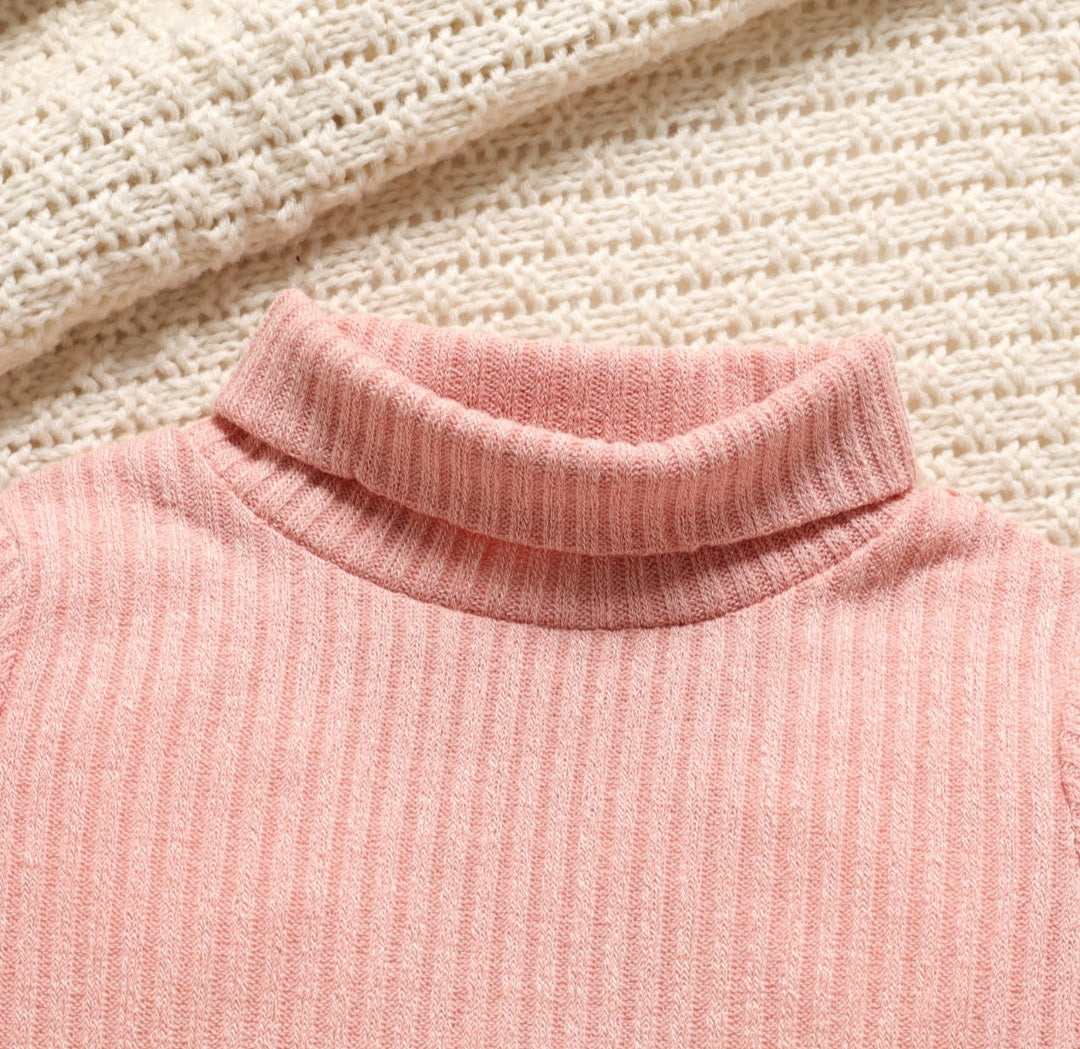 Girls' ribbed turtle neck sweater