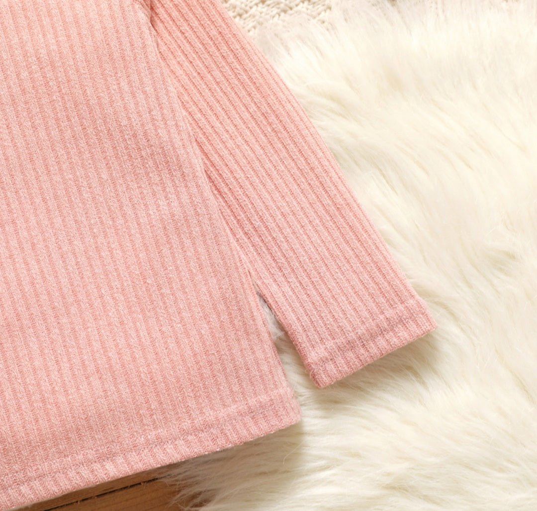 Girls' ribbed turtle neck sweater