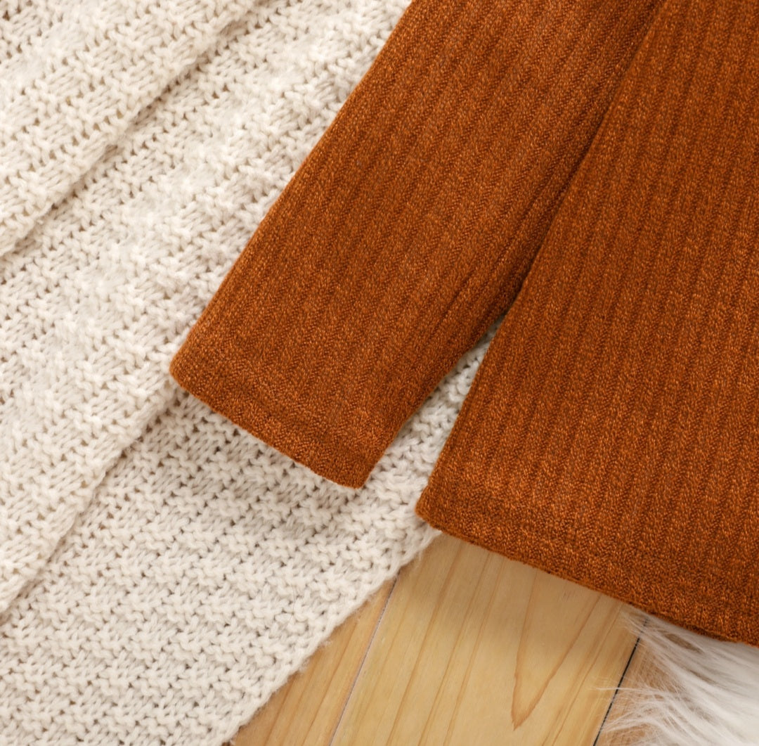 Girls' ribbed turtle neck sweater