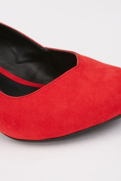 Red Suedette Heels