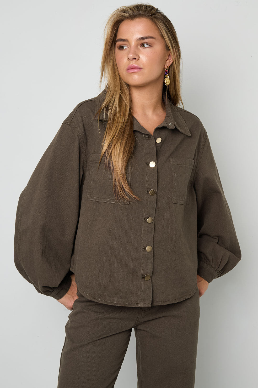 Woven Cotton Women's Denim Jacket Casual Color Clash