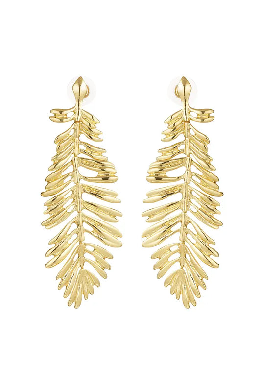 Gold Feather Earrings