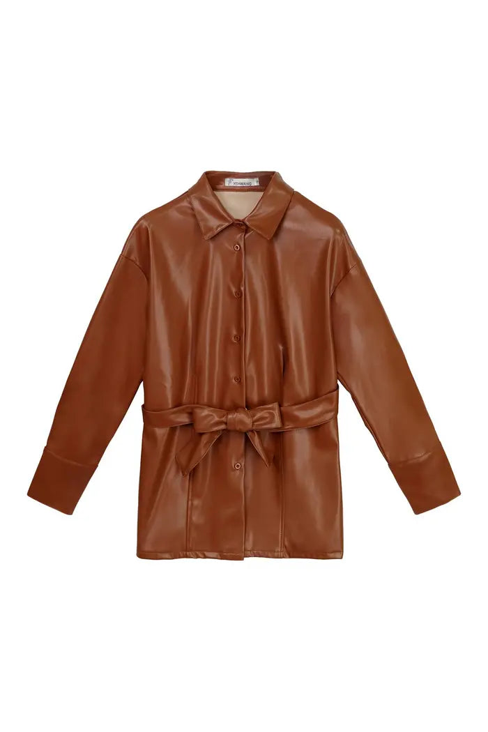 Brown Faux Leather Jacket