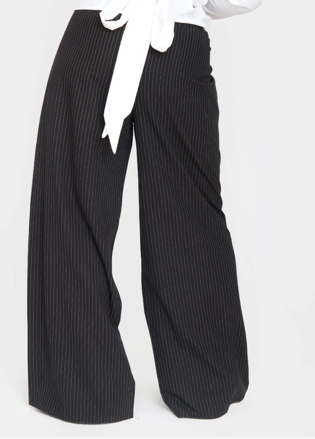 Plus Size Pin Striped High Waist Trousers