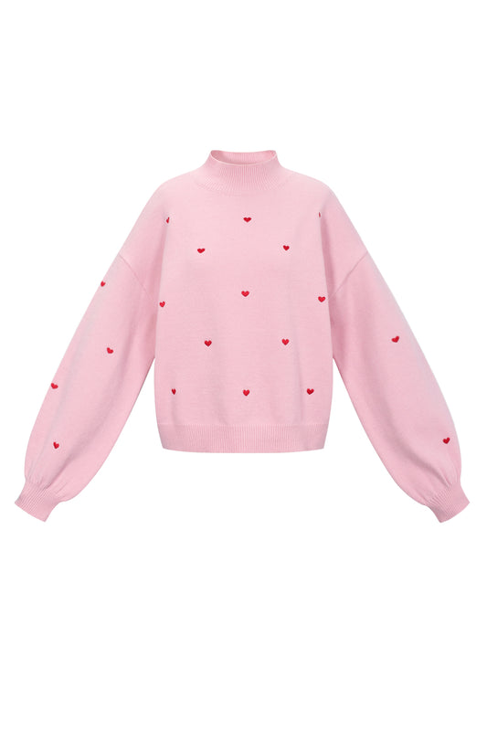 Knitted sweater with hearts