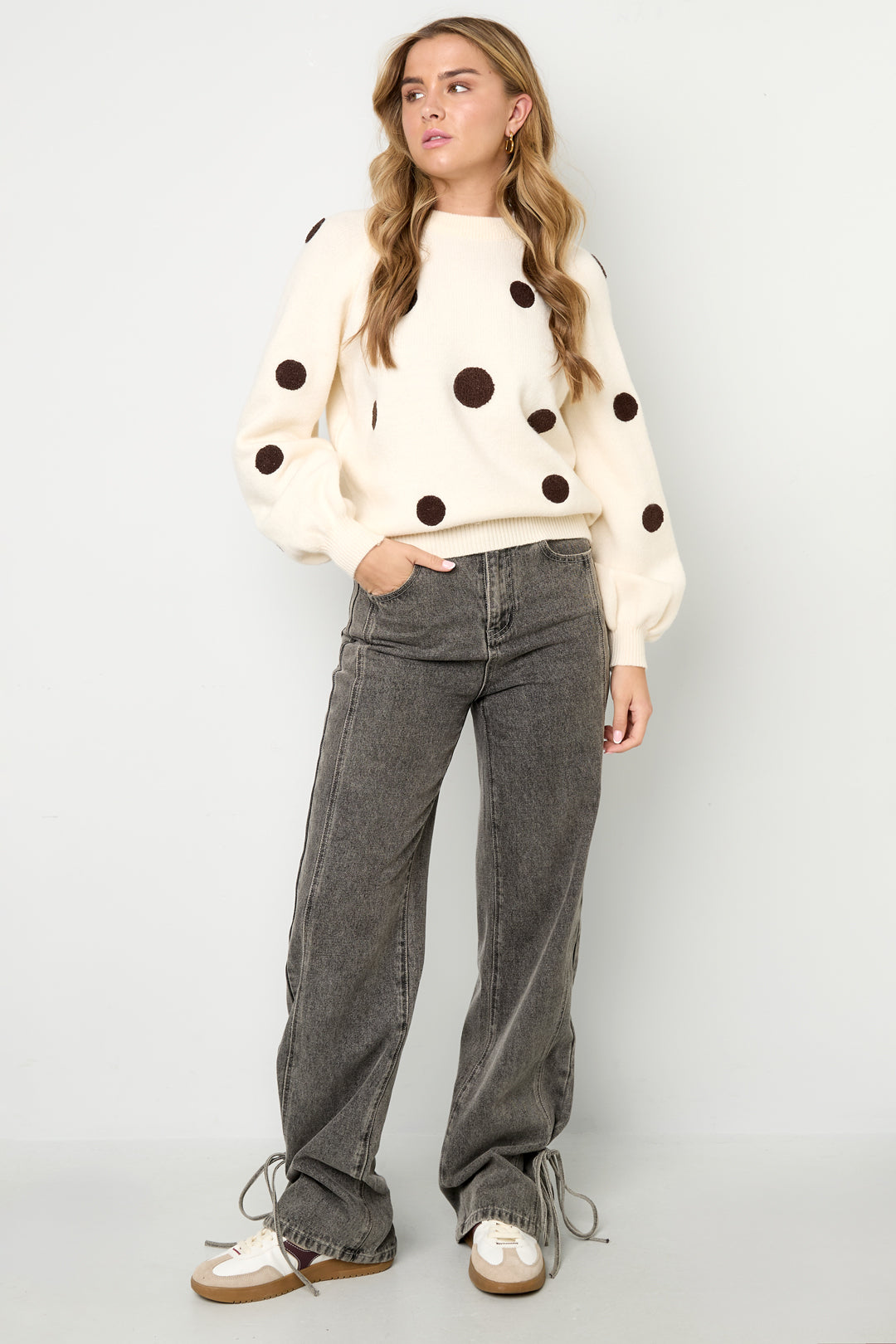 Polyester fiber (polyester) Knit sweaters Polka dots Casual Fall/Winter  Clothes
