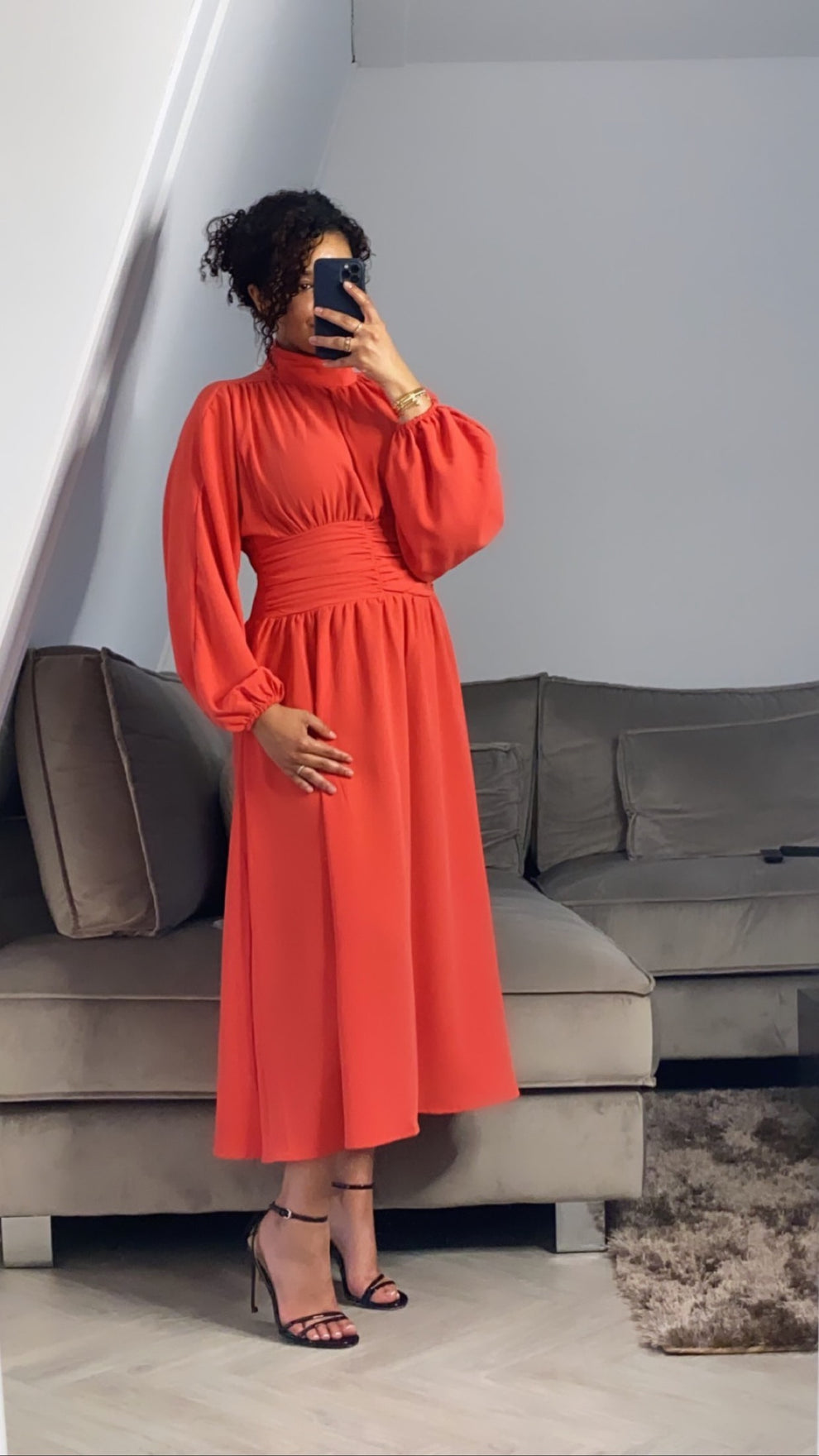 High Neck Midi Dress