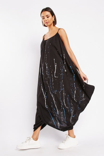 Black Paint Splatter Tent Dress