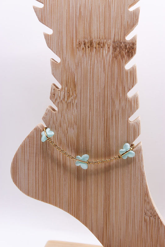Gold Plated Turquoise Butterfly Anklet