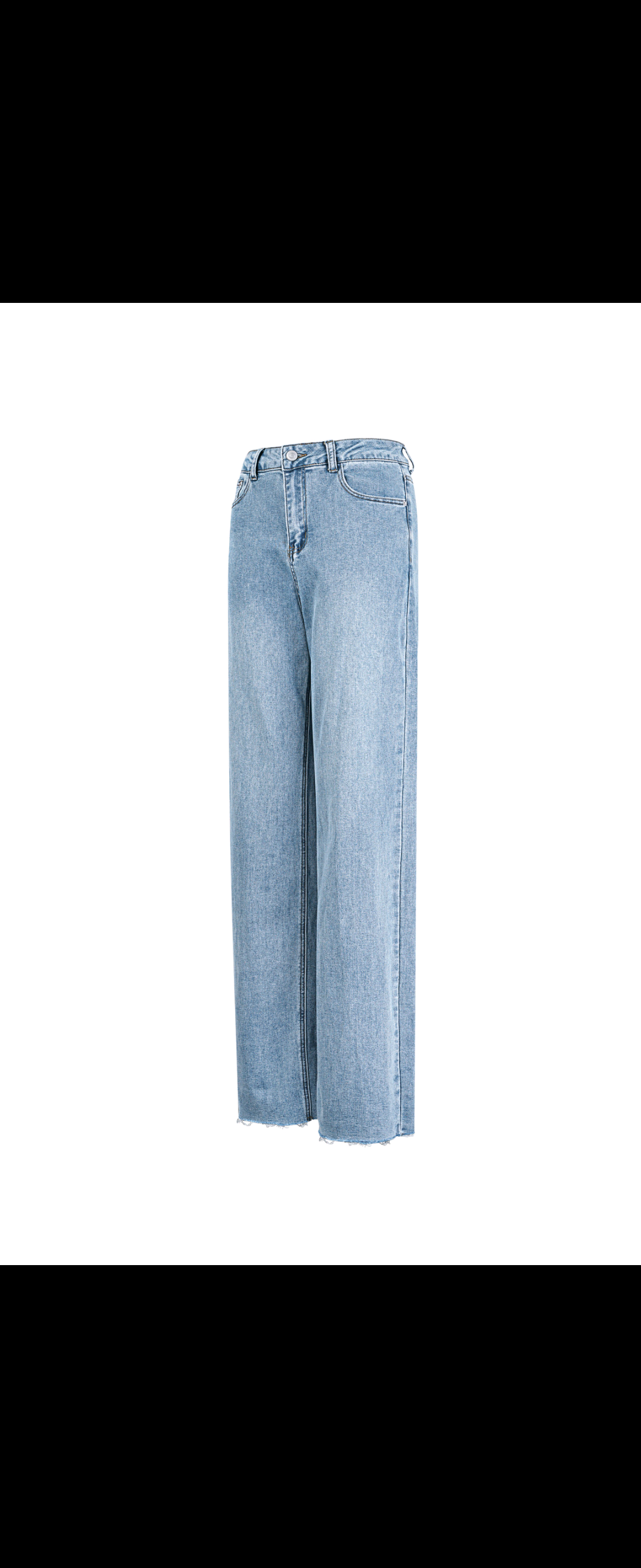 Fringe Hem High Waist Denim Pants