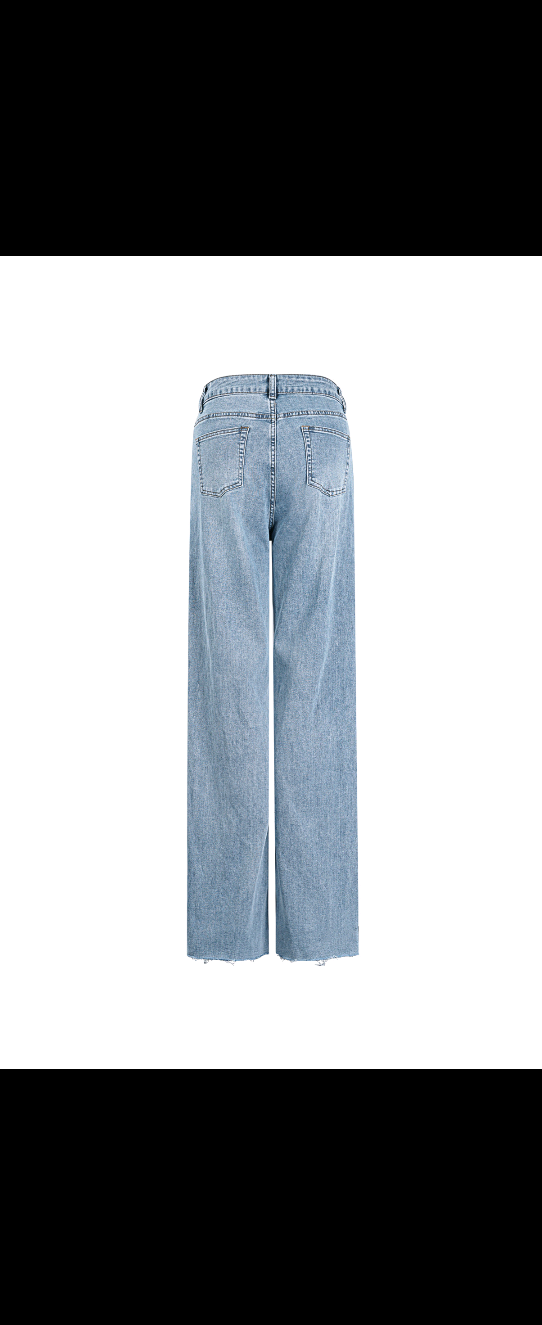 Fringe Hem High Waist Denim Pants