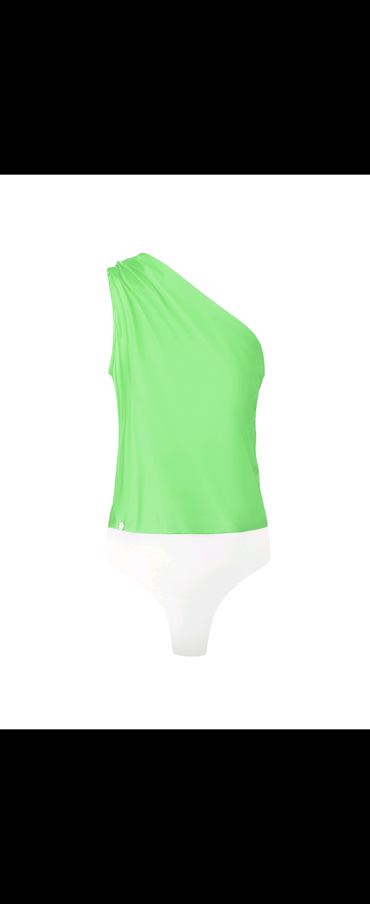 Green One Shoulder Asymmetric Top