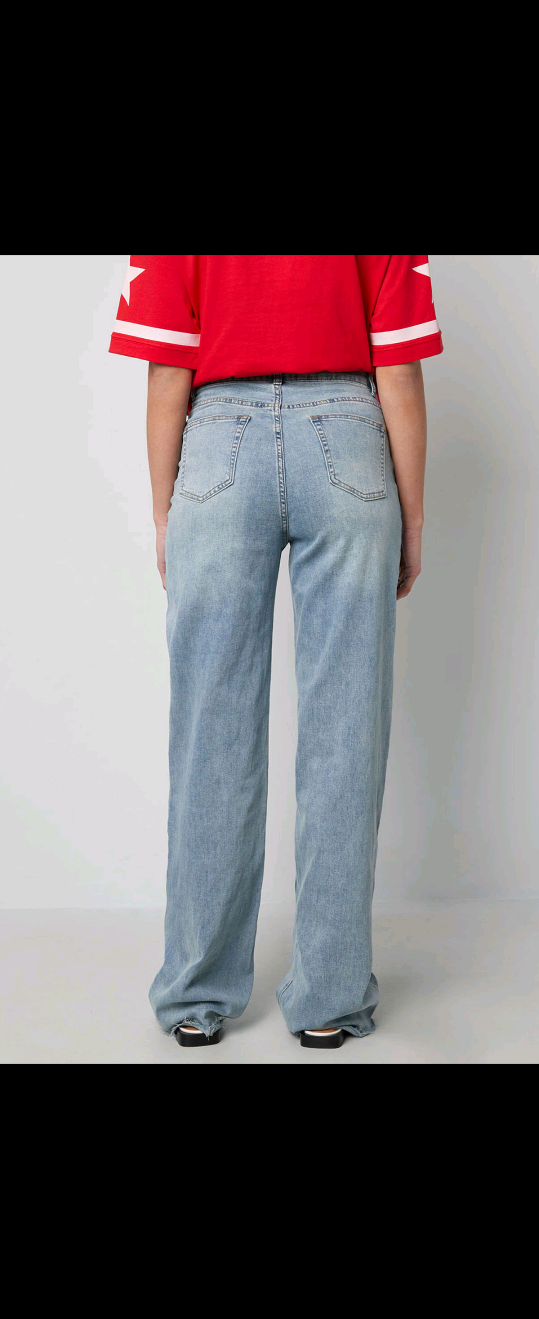 Fringe Hem High Waist Denim Pants