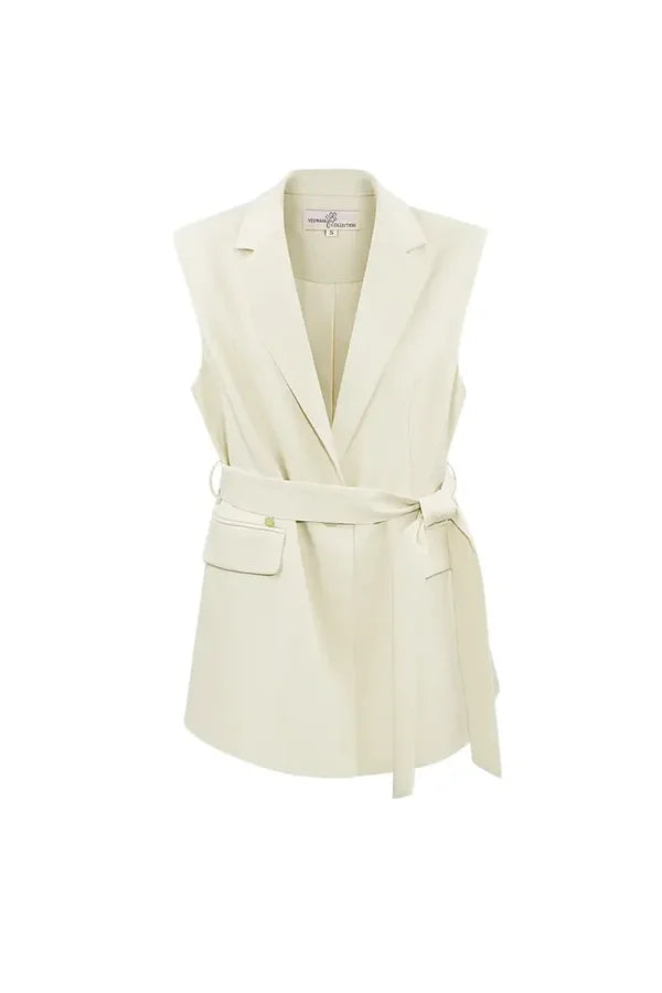 Beige Sleeveless Blazer