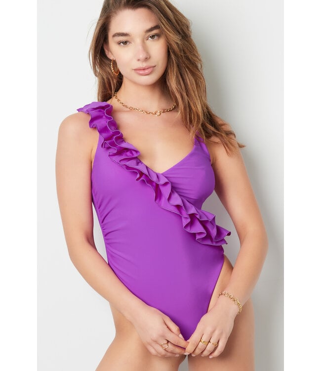 Purple Ruffle Swimsuit