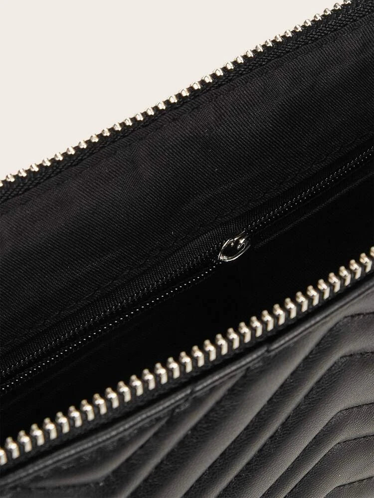 Black Chevron Oversize Clutch Bag