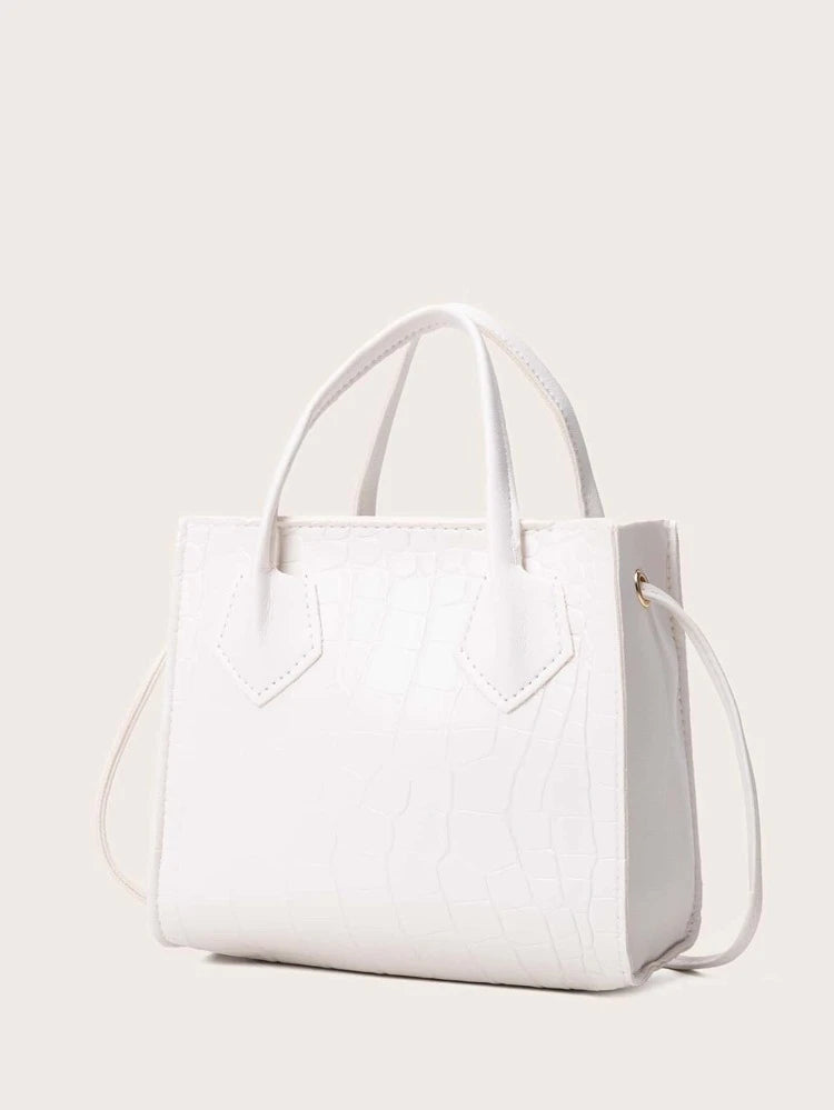 White Mock Croc Mini Bag