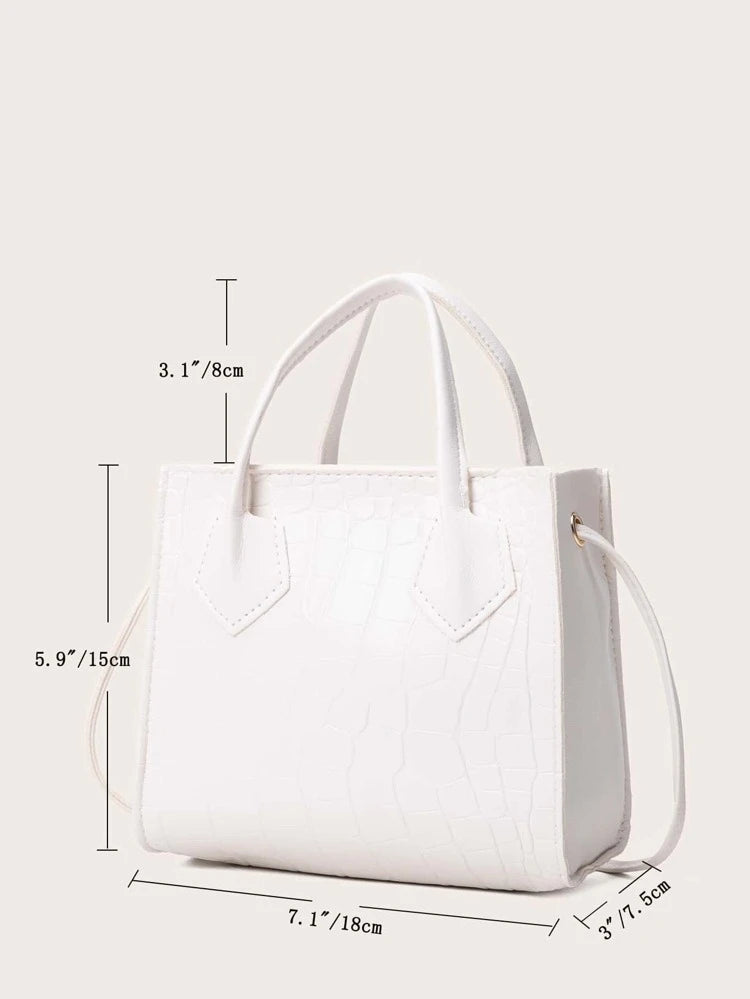 White Mock Croc Mini Bag