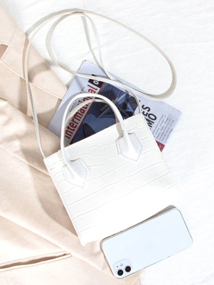 White Mock Croc Mini Bag