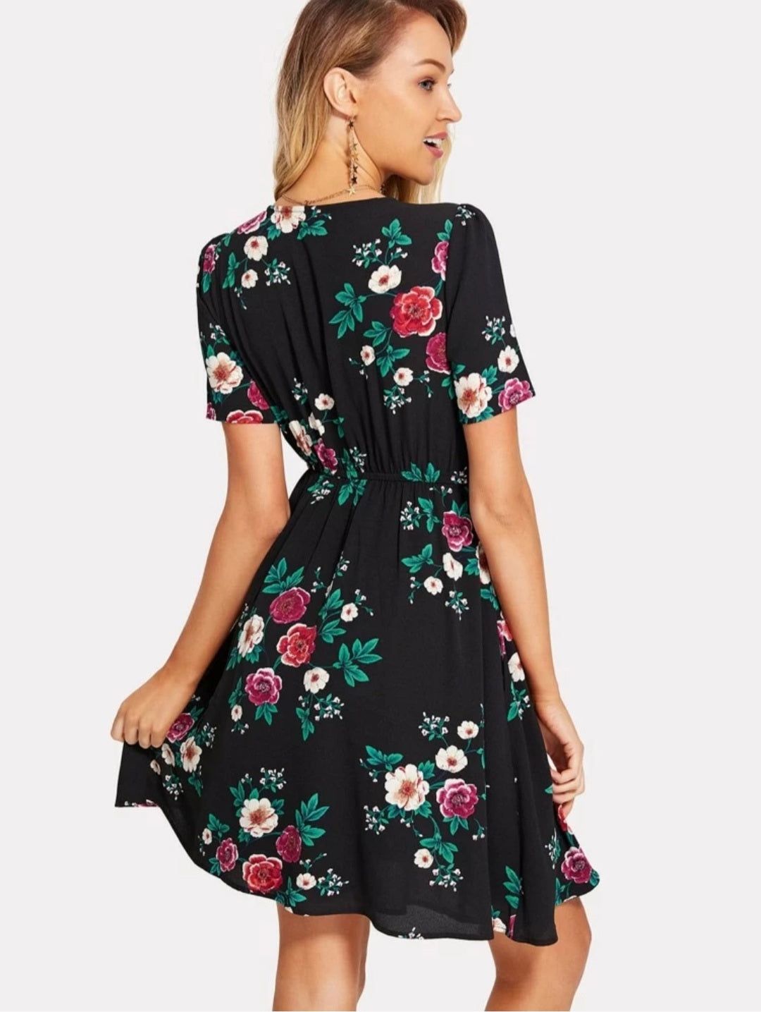 Plus size Black floral dress